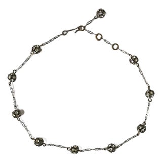 Vintage Rhinestone Ball Collar Choker Necklace, Adjustable, Early to Mid-20th Century For Sale