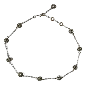 Vintage Rhinestone Ball Collar Choker Necklace, Adjustable, Early to Mid-20th Century