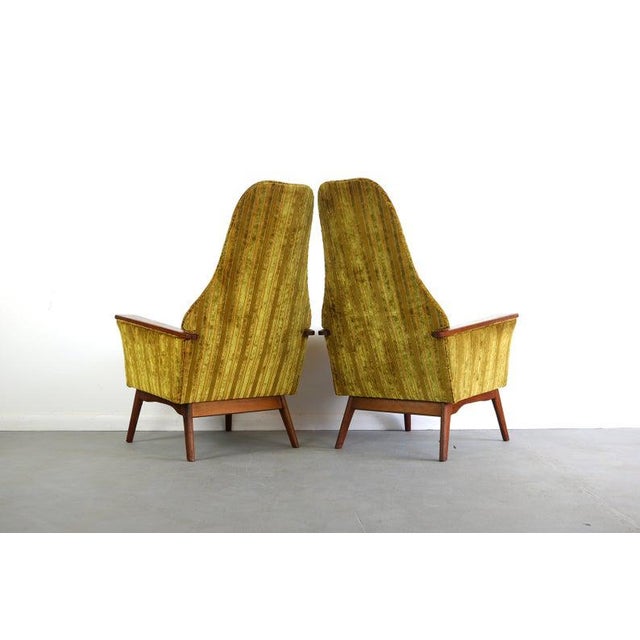 For your consideration is this stately set of 2 high back chairs attributed to Adrian Pearsall. The original striped...