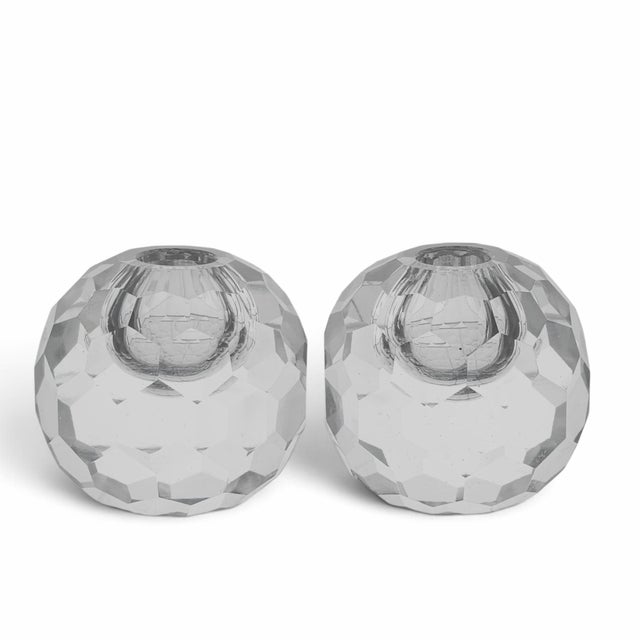 These contemporary faceted crystal ball candlesticks are crafted in a striking spherical form with precision-cut geometric...