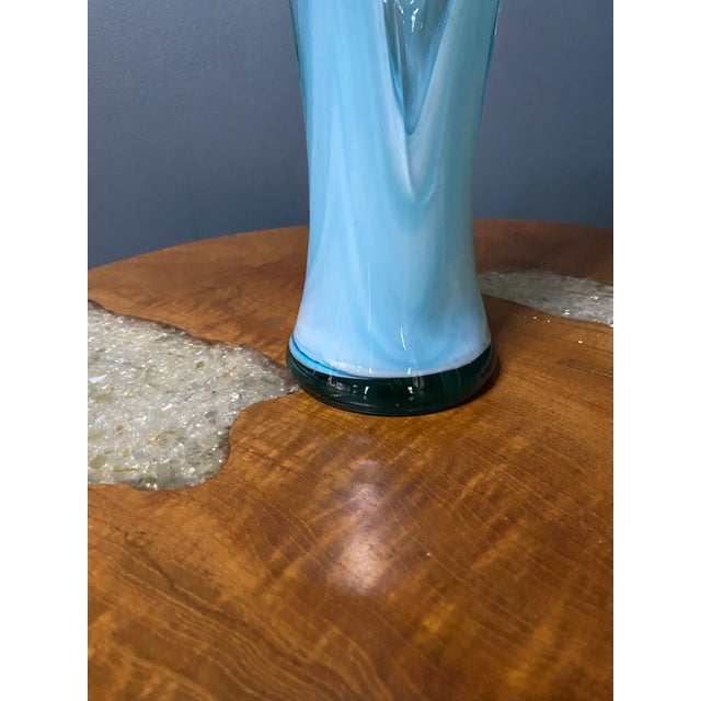 1970s Vintage Italian Latticino Blue Art Glass Piece For Sale - Image 5 of 5