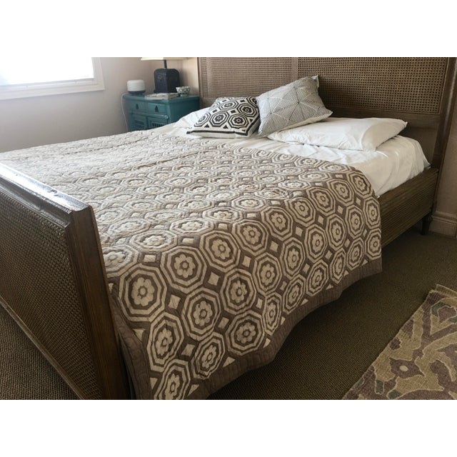 Gothic Boho Chic Reversible Mandir King Size Brown & White Quilt For Sale - Image 3 of 5