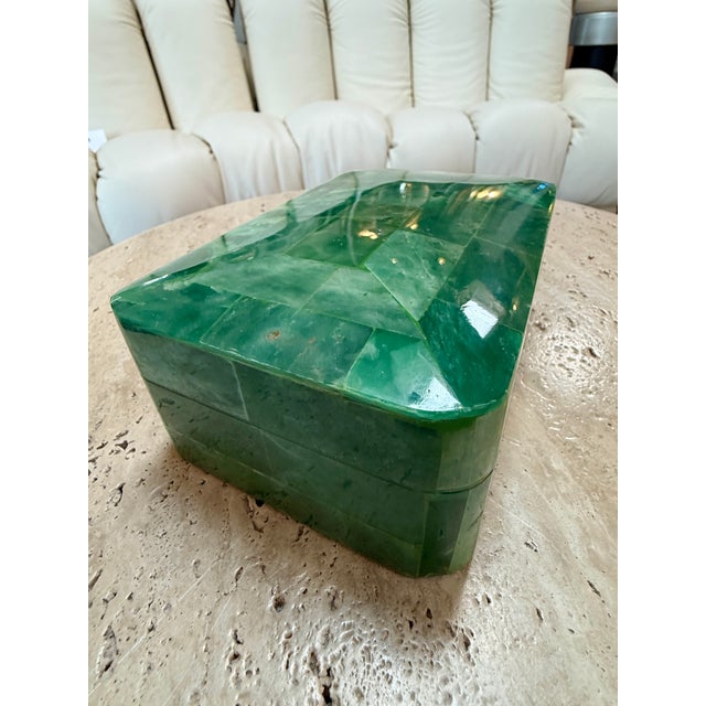 1970s Vintage Green Malachite-Style Tessellated Stone Box For Sale - Image 5 of 7