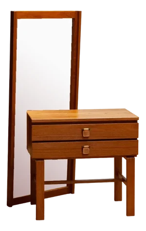 Swedish Teak Chest with Matching Mirror Charmant Series by Fröseke, 1960s, Set of 2