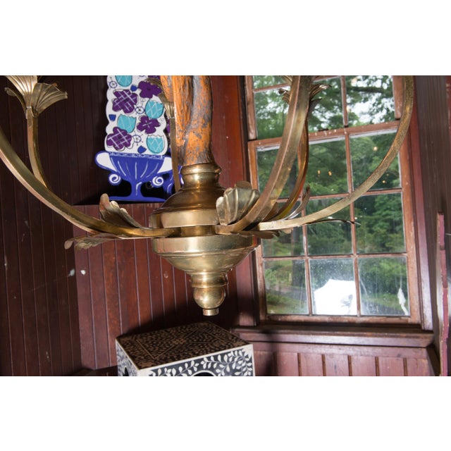 Metal Large Carved Parrot & Brass Chandelier For Sale - Image 7 of 13