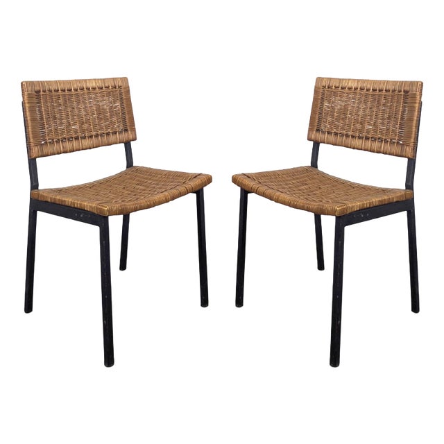 Vintage Modernist Rattan Chairs, 1950s, Set of 2 For Sale
