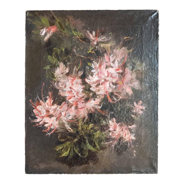 19th Century American Impressionist Floral Study of Azalea, Signed Minet For Sale