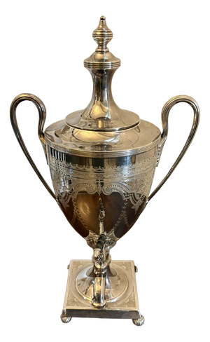 Antique Victorian Sheffield Silver Plated Tea Urn from Walker & Hall, 1880