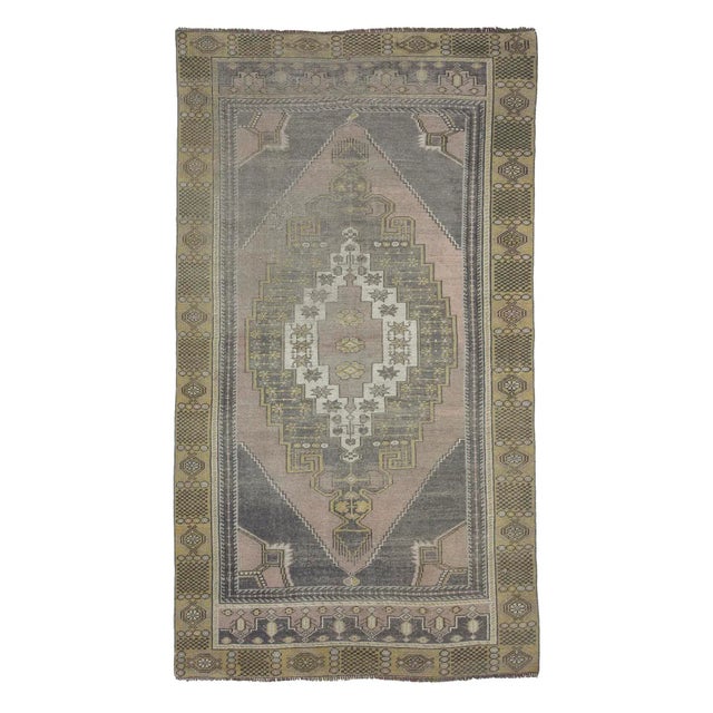 Textile 1960s Vintage Turkish Area Rug- 4′5″ × 8′2″ For Sale - Image 7 of 7