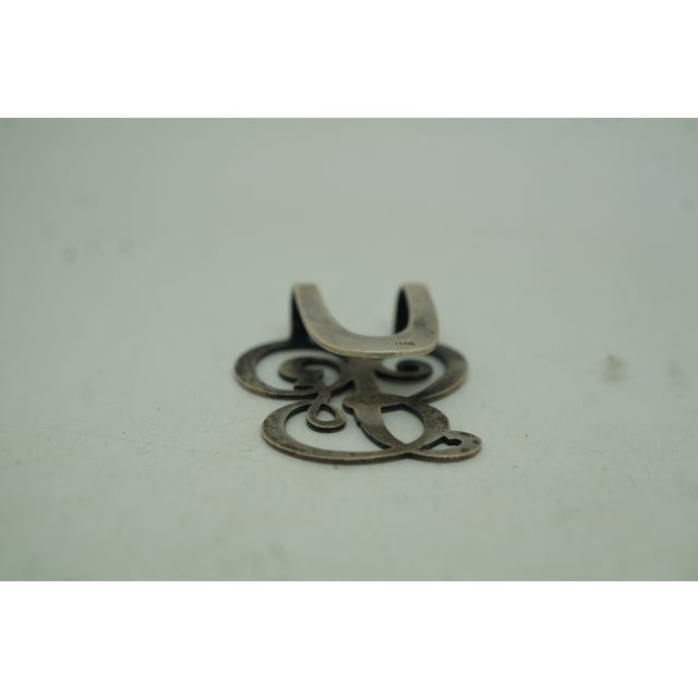 Antique Sterling Silver Letter B Money Clip Bookmark Napkin Holde For Sale - Image 4 of 10
