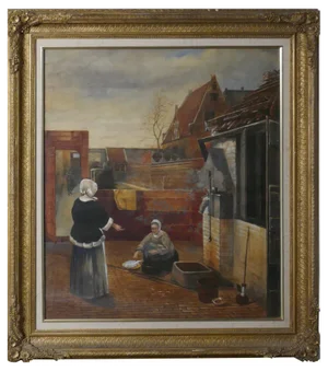 After Pieter De Hooch, Woman and Her Maid in a Courtyard, 1850, Watercolour