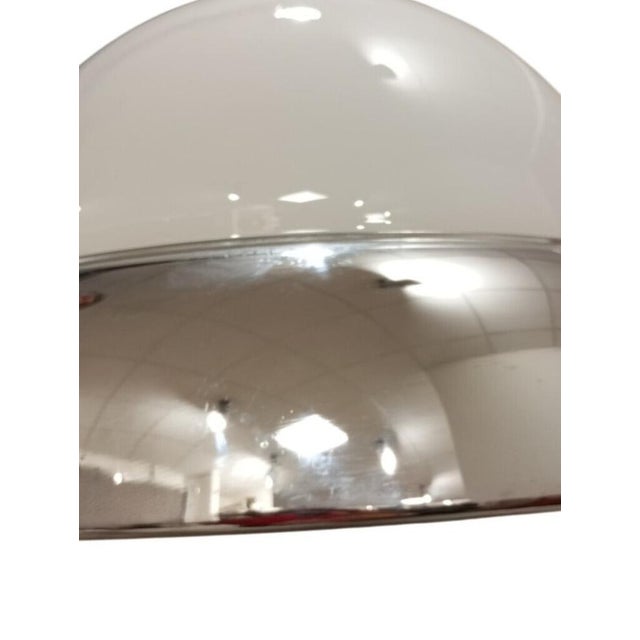White Glass and Chrome Metal Pendant Light, Italy, 1960s For Sale - Image 4 of 11