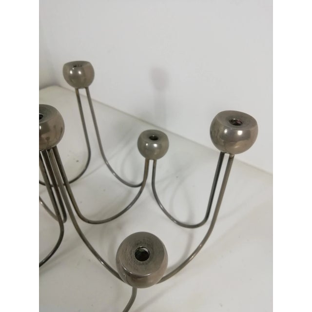 Italian Minimalist Chrome-Plated Steel Candleholder For Sale - Image 4 of 12