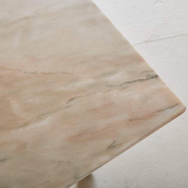 French Brass Base Coffee Table with Blush Marble Top, 1950s For Sale - Image 11 of 11