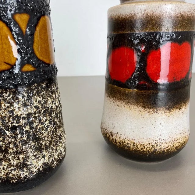 Red German Pottery Fat Lava Vases from Scheurich, 1970s, Set of 2 For Sale - Image 8 of 18