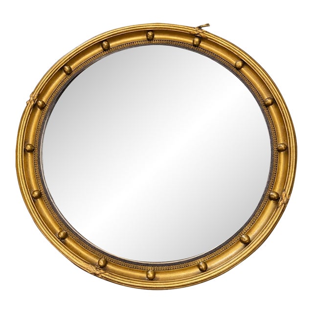 Antique English Regency Style Convex Bullseye Mirror, Butler’s Mirror, Mid-19th Century” For Sale