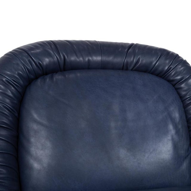 Modern Baxter Barett Leather Armchair Blue For Sale - Image 3 of 13