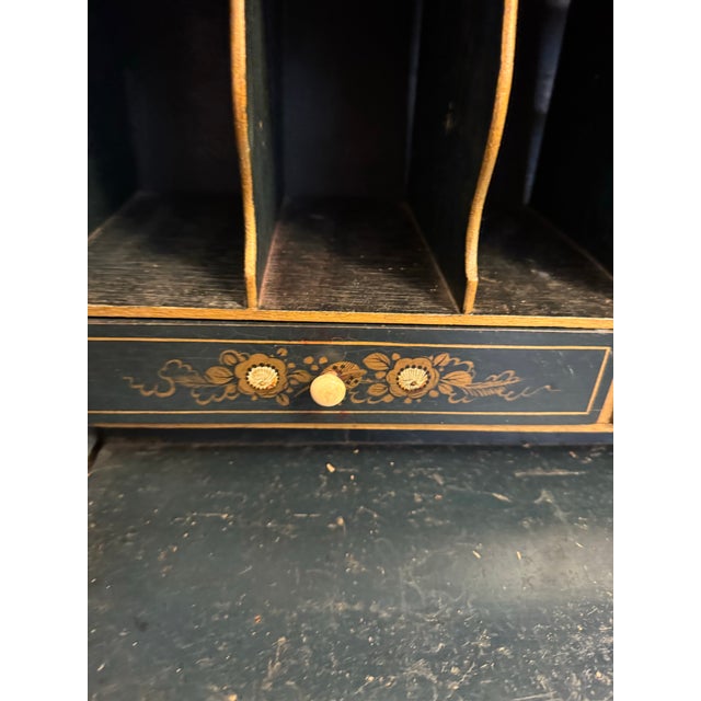 Old Black Distressed Chinoiserie Desk For Sale - Image 9 of 11