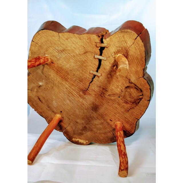 Wood 1960s Live Edge Cypress Side Table For Sale - Image 7 of 12