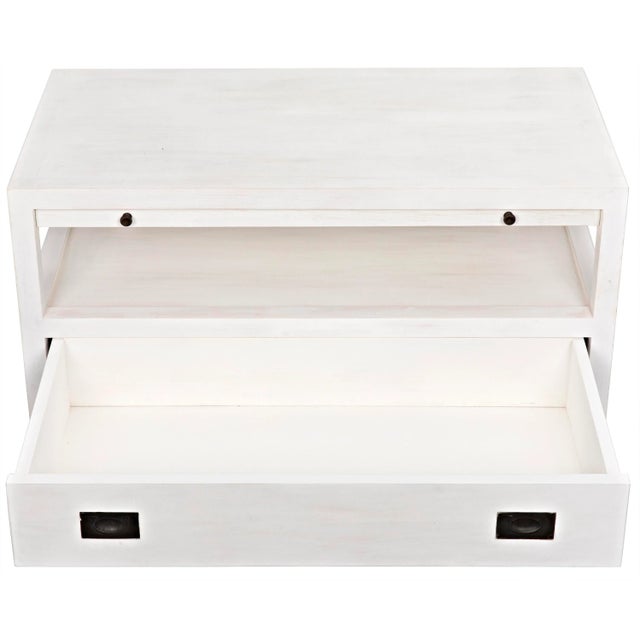 Noir NOIR 2-Drawer Side Table with Sliding Tray in White Wash For Sale - Image 4 of 10