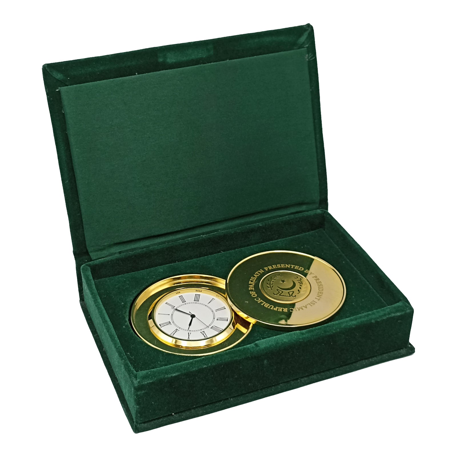 2000s Pakistan Presidential Gold-Plated Seal Brass Casing Quartz Desk ...
