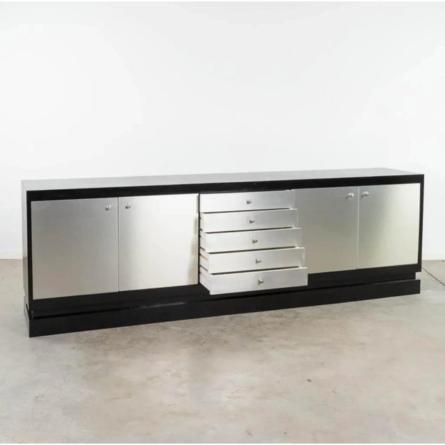 Wood Large De Coene Ebonized Wood and Aluminum Sideboard For Sale - Image 7 of 13