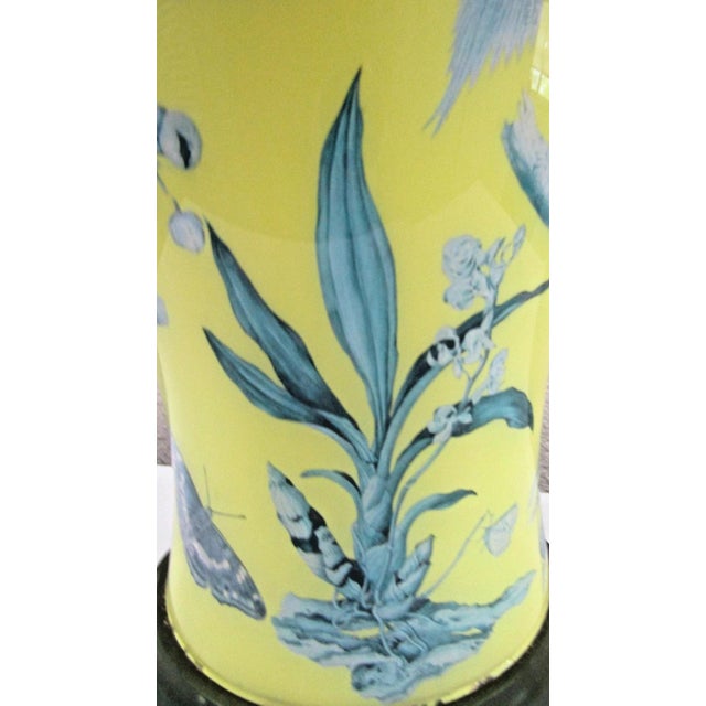 1970s Pair of English Mid-Century Palm Beach Reverse Decoupage Botanical Table Lamps For Sale - Image 12 of 12