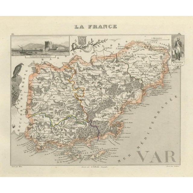 Antique Map of the Var with Draguignan, 1860 For Sale - Image 12 of 12