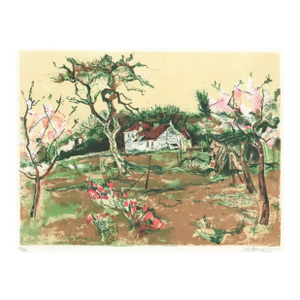 1960s Mid-Century Landscape Lithograph