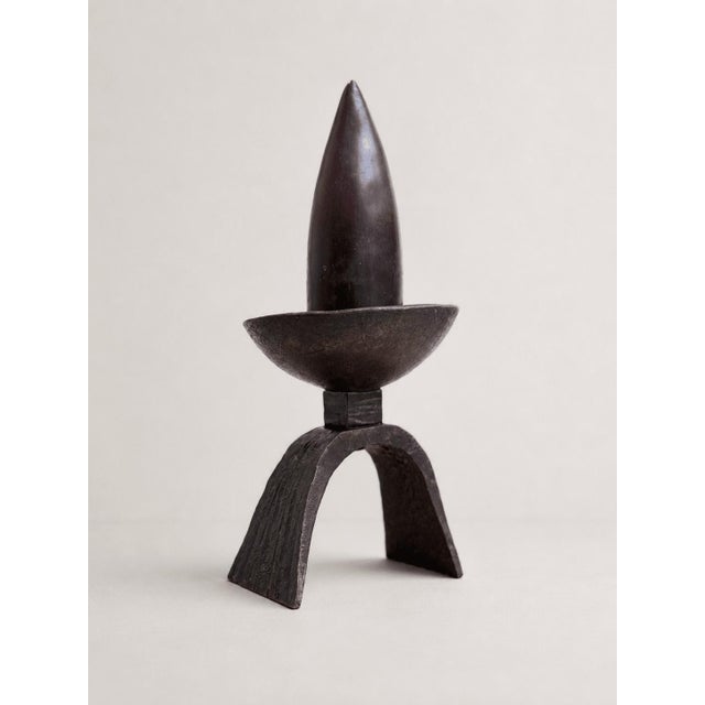 Modern Brutalist Forged Bronze Pricket Candlesticks, 1960s, Set of 2 For Sale - Image 3 of 9