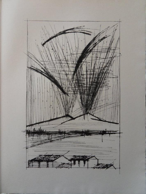 Bernard Buffet, Mount Vesuvius, Etching