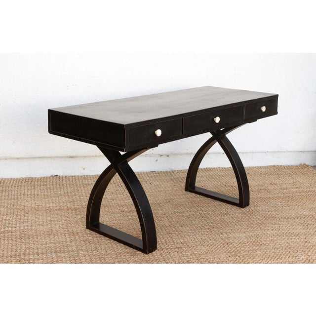 1950s Sculptural Ebonized Wood Writing Table For Sale - Image 5 of 6