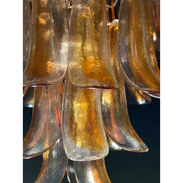 Large Vintage Italian Murano Chandelier with Amber Glass Petals, 1970s For Sale - Image 9 of 12