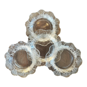 Antique Lalique France Crystal Honfleur Geranium Set of Four Bowls 6"Diameter C1940s