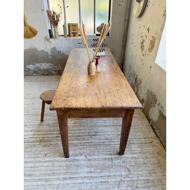 Brown Pine, Oak and Walnut Farmhouse Table, 1950s For Sale - Image 8 of 18