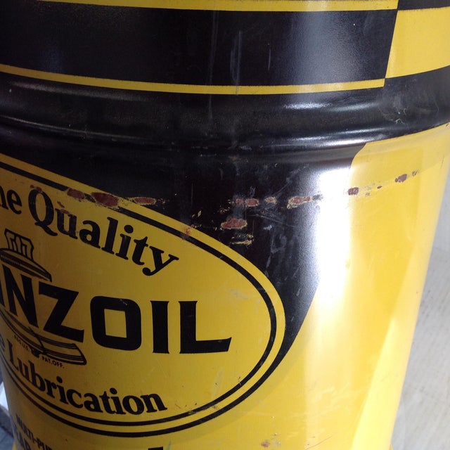 Vintage Industrial Oil Drum Steel Pennzoil Gear Lubricant Drum Chairish