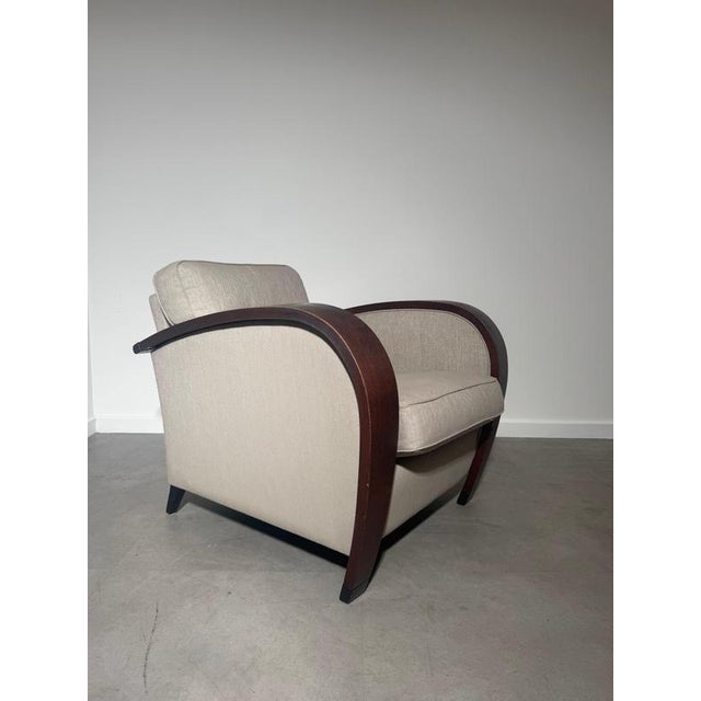 Textile Art Deco Lounge Chair in Curved Wood For Sale - Image 7 of 7