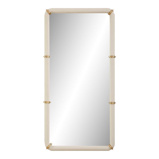 Cyprus White Leather Mirror For Sale