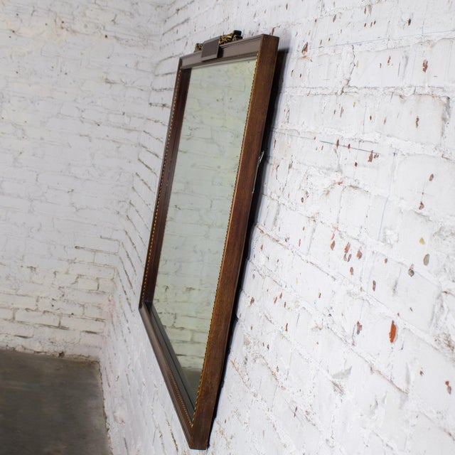 20th Century Traditional or Regency Style Rectangular Wall Mirror Walnut Tone & Gilded Details For Sale - Image 9 of 17