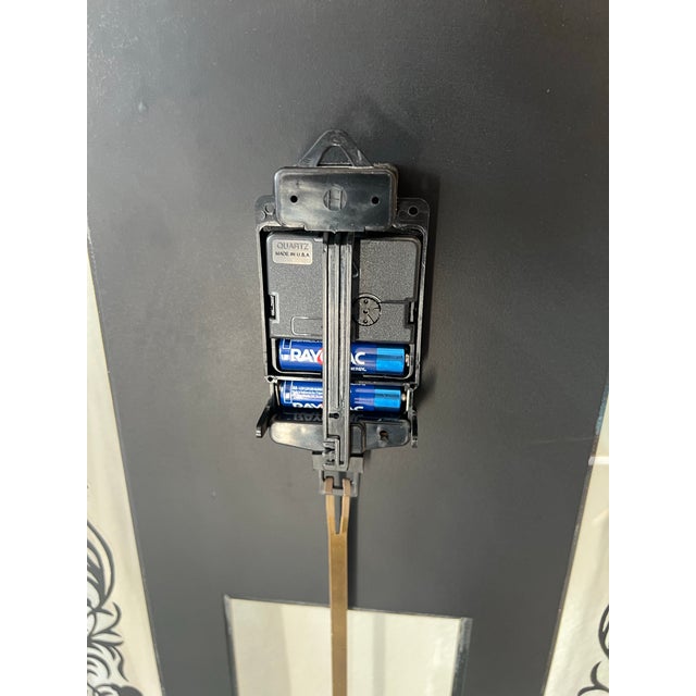 Vintage Postmodern 1980s Art Deco Pendulum Brass Mirror Clock For Sale - Image 9 of 11