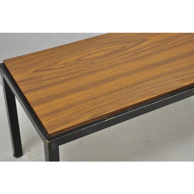 Vintage Mid Century Modern Steel Metal & Faux Rosewood Laminate Coffee Table For Sale - Image 10 of 14
