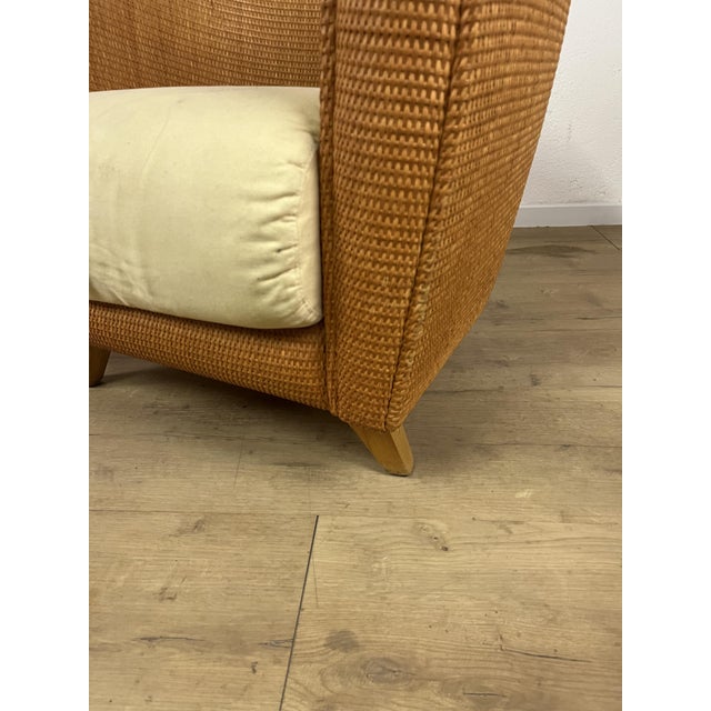 Bon Ton Chairs in Rattan and Fabric by Giuseppe Viganò for Bonacina, 1990s, Set of 2 For Sale - Image 4 of 9