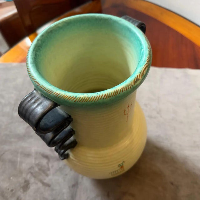 1930s Art Deco Hand Painted, Air Brushed Italian Futurist Ceramic Vase by Deruta For Sale - Image 12 of 15