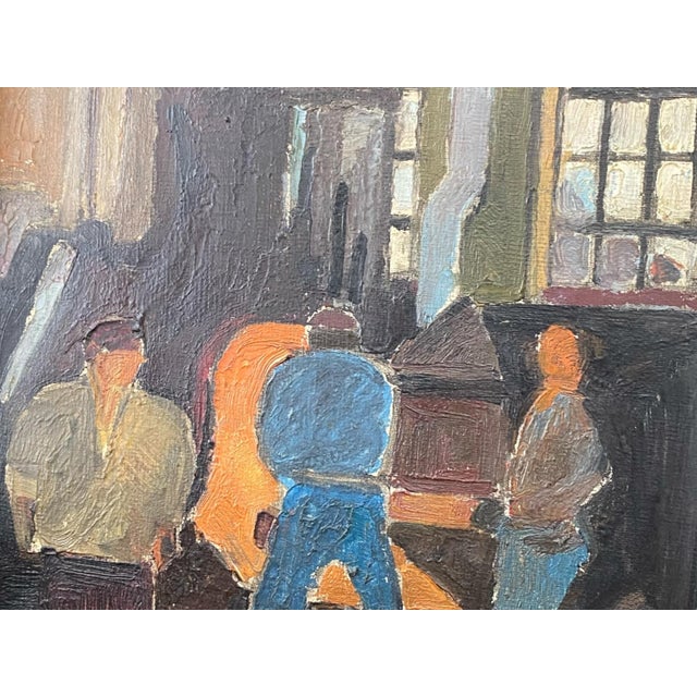 1950s Wilhelm Henning, Industrial Interior (Workshop Scene), Oil on Canvas, 1940s–1950s, Framed For Sale - Image 5 of 9