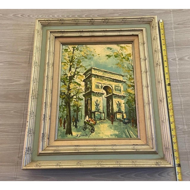 Vintage Paris Arc De Triomphe Impasto Oil Painting, Signed, Mid-Century French Style For Sale In New York - Image 6 of 11