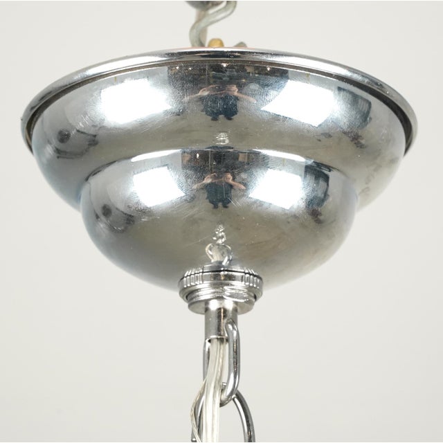 Restored Vintage Art Deco Five Arm Crystal Chandelier For Sale - Image 10 of 11