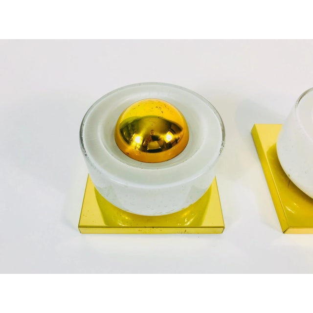 Brass and Bubble Glass Wall Lamps by Glashütte Limburg, 1980s, Set of 2 For Sale - Image 9 of 13