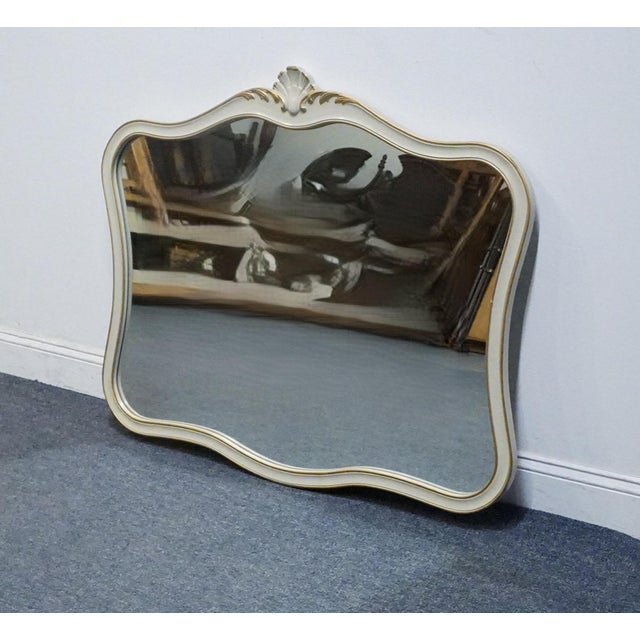 French Provincial Drexel Furniture Touraine Collection Custom Cream Painted Country French Provincial 44" Mirror 200-230-1 For Sale - Image 3 of 7