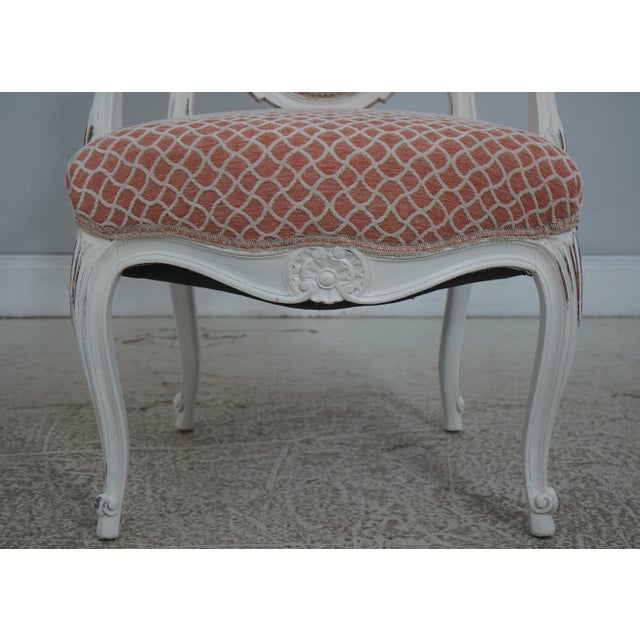 White Pair Petite French Louis XV White Chic Upholstered Armchairs For Sale - Image 8 of 18