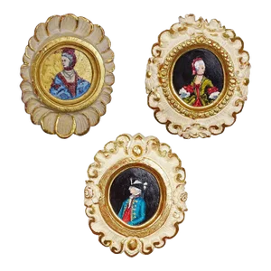 Set of Three Vintage Paintings With People in Rococo Costumes